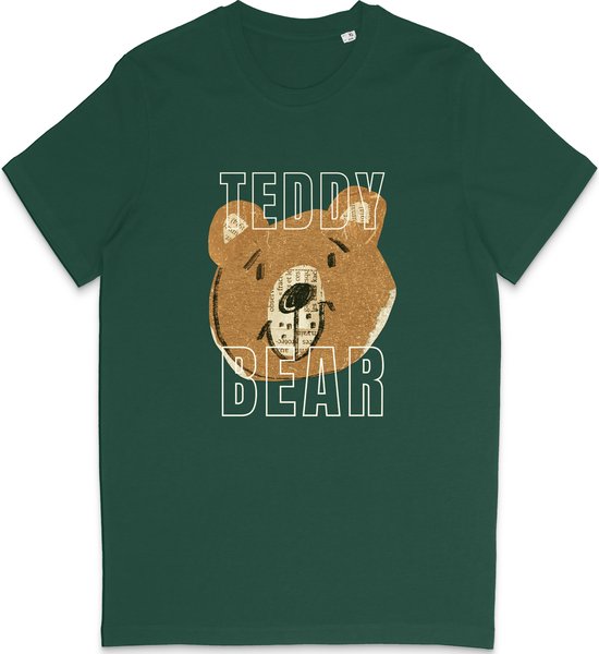 T Shirt Dames Heren - Grappige Teddy Beer Print Opdruk - Groen - XS
