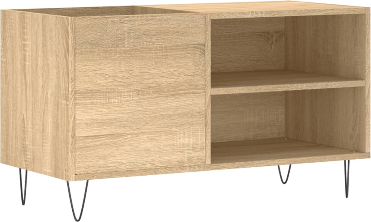 vidaXL - Platenkast - 85x38x48 - cm - bewerkt - hout - sonoma - eikenkleurig