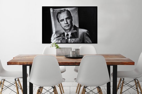 Cadre photo - Affiche - Homme - Film - Zwart - Wit - 90x60 cm - Cadre - Décoration murale