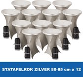 Statafelrok Zilver x 12 – ∅ 80-85 x 110 cm - Statafelhoes met Draagtas - Luxe Extra Dikke Stretch Sta Tafelrok voor Statafel – Kras- en Kreukvrije Hoes