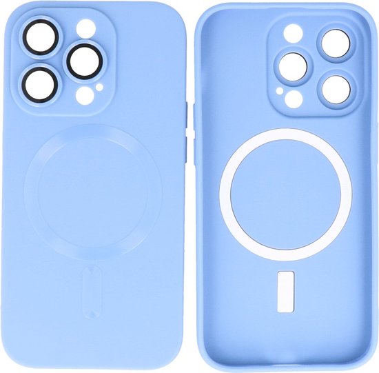 Hoesje Geschikt voor iPhone 12 Pro Max - Back Cover - MagSafe Hoesje met Camera Beschermer - Blauw