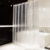 Rideau de douche 200 x 200 cm anti-moisissure EVA Rideaux de douche sans PVC respectueux de l'environnement lavable 3D étanche avec 12 anneaux rideau de bain semi transparent