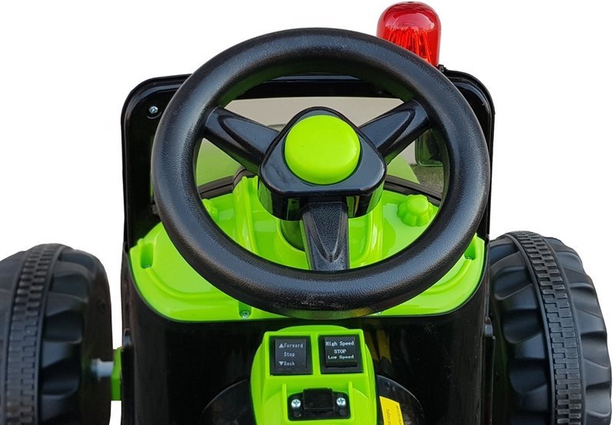 Tracteur électrique Kingdom vert pour enfant - 2 - 5 km/h - 106 cm x 61 cm  x 64 cm 