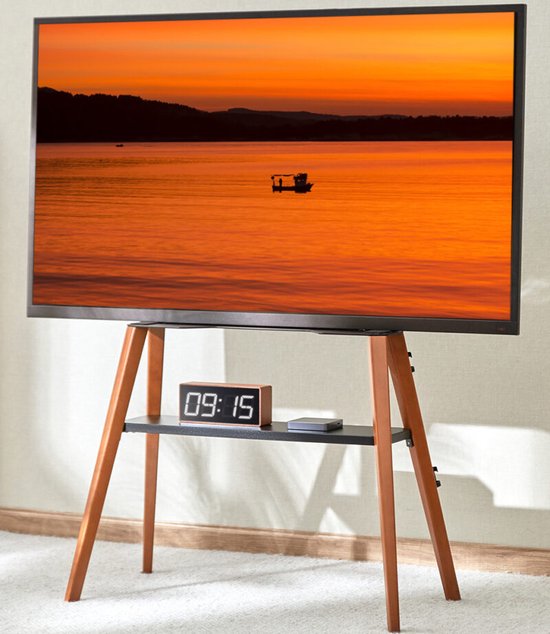 TV Standaard Hout Scandinavisch | Vierpoot | Kleur: Zwart Walnoot | bol