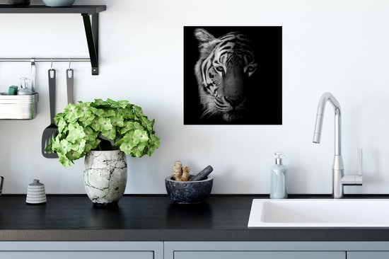 Poster Tijger - Dieren - Wild - Zwart - Wit - 30x30 cm