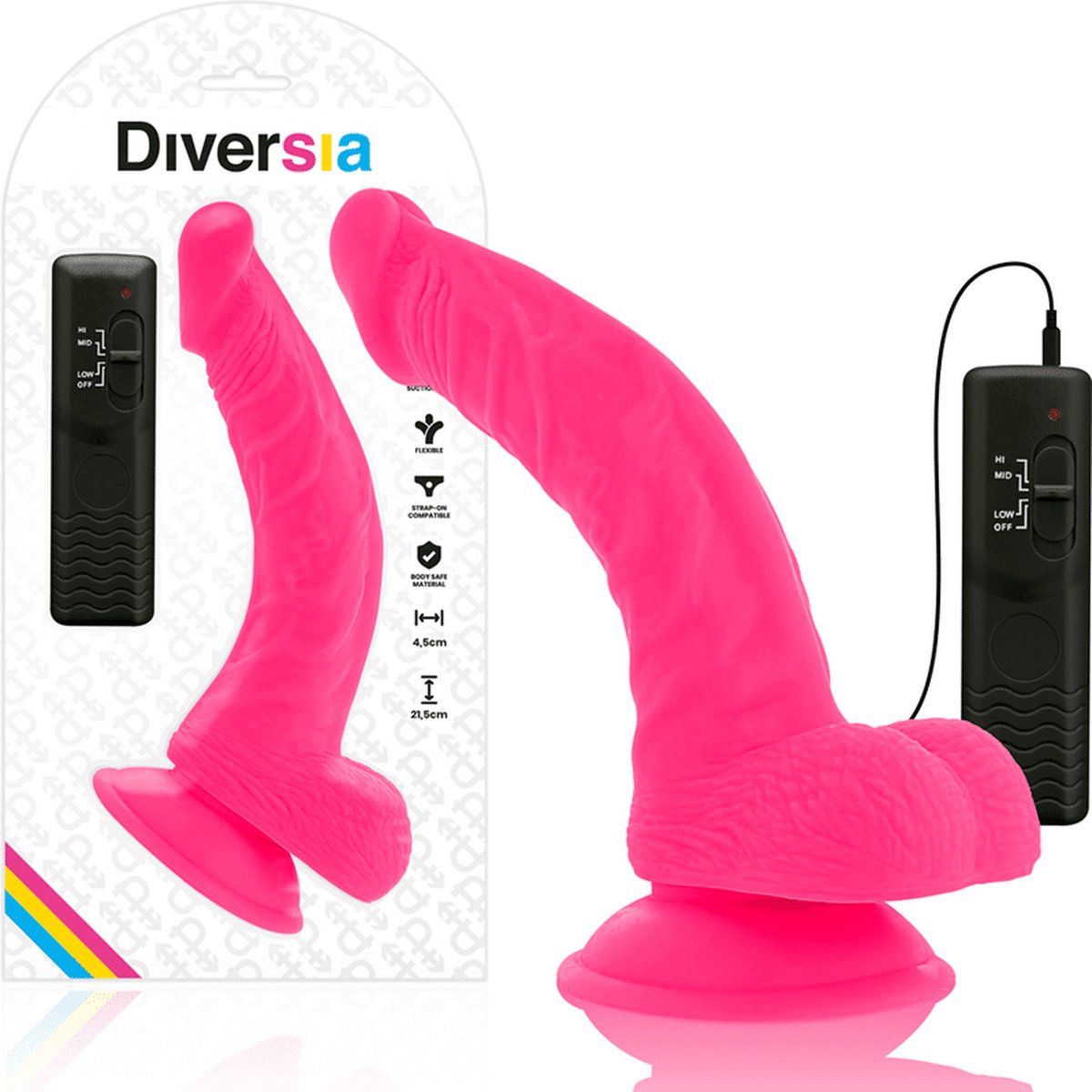 Goedkoopste DIVERSIA | Diversia Flexible Vibrating Dildo 21.5 Cm - Pink