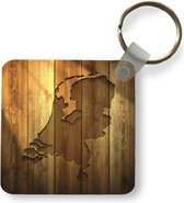 Sleutelhanger - Uitdeelcadeautjes - Houten kaart van Nederland - Plastic