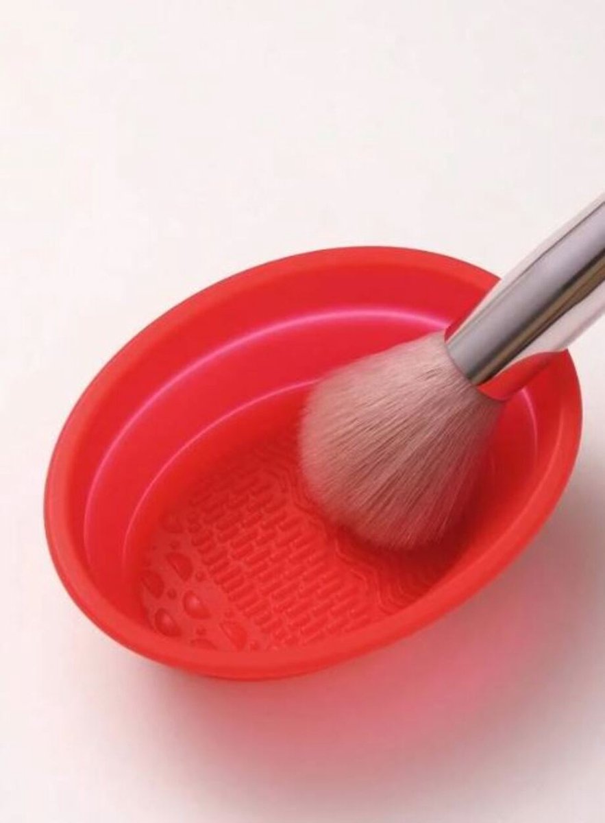 Goedkoopste Reinigingspad Voor Make-up Borstels - Bakje - Schaaltje - Schoonmaken - Reinigen - Make Up - Borstel - Cleaning - Washing - Brushes - Uitvouwbaar - Rood