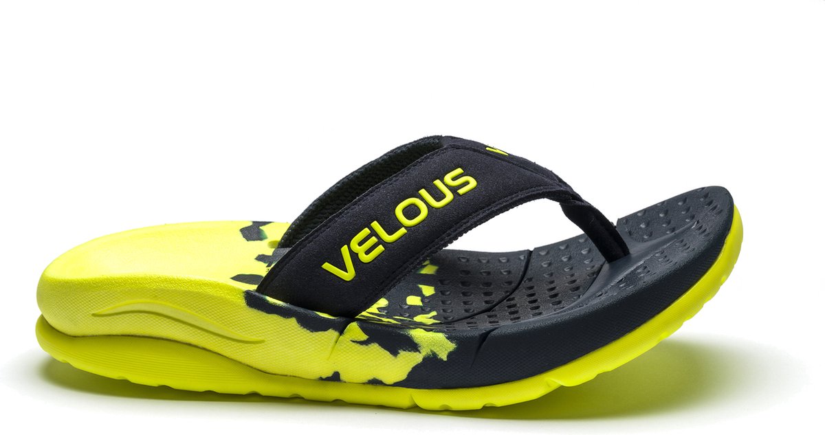 VELOUS Pacific Flip - Herstel Slipper - Unisex - Neon Geel/Marineblauw - Maat 45