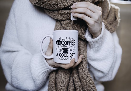 Mug amusant avec texte : Une mauvaise journée avec du Coffee vaut mieux qu'une bonne journée sans café | Citation drôle | Citations Funny | Cadeaux drôles | Mug drôle | Tasse de café | Gobelet à café | Tasse à thé | Tasse de thé