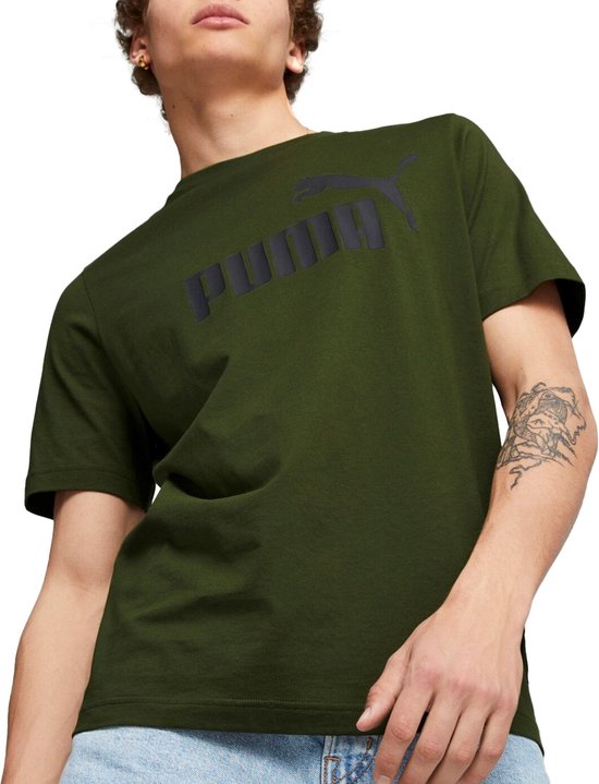 PUMA ESS Logo Tee (s) Heren T-shirt - Groen - Maat M