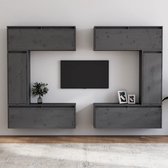 The Living Store Televisiekasten Grijs Massief Grenenhout - 100x30x35 cm en 30x30x80 cm - Designmeubel
