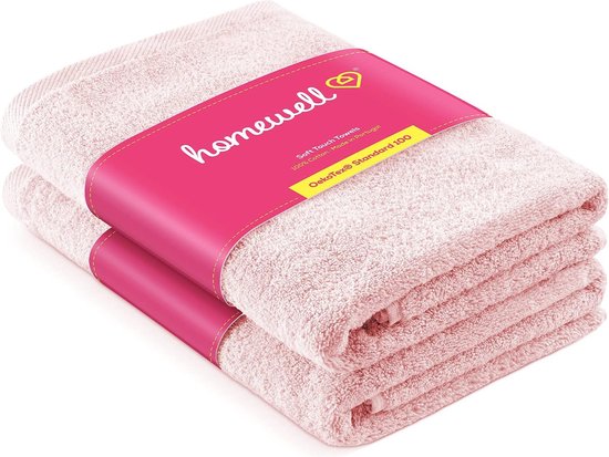 Handdoekenset - 2 badhanddoeken - zacht en absorberend, 100% katoen, Oeko-Tex 100 gecertificeerd (2 badhanddoeken 70 x 140 cm, roze)