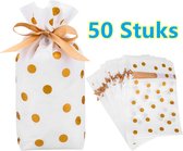 LIXIN Leuk Kado Zakjes - 50 Stuks - Gold Dots - 15x6x23cm - Cadeauzakjes - Cadeautasje - Papieren zakjes - Inpakzakjes - Bruiloft - Festival - Candy - Colorful Gift Bags
