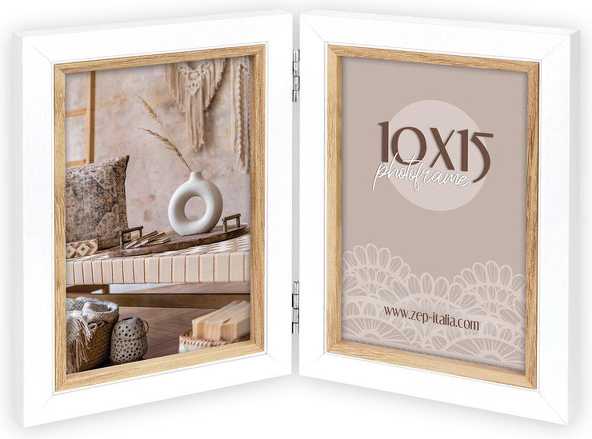 Zep Duo Houten fotolijst wit/bruin Ayas 2Q voor 2 foto's 15x20 - CV268
