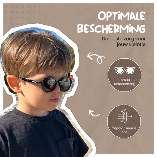 Maesy - baby zonnebril Yana - 1-3 jaar - flexibel buigbaar - verstelbaar elastiek - gepolariseerde UV400 bescherming- dreumes en peuter - jongens en meisjes - kinder zonnebril hexagon - licht blauw van Maesy — afbeelding 4