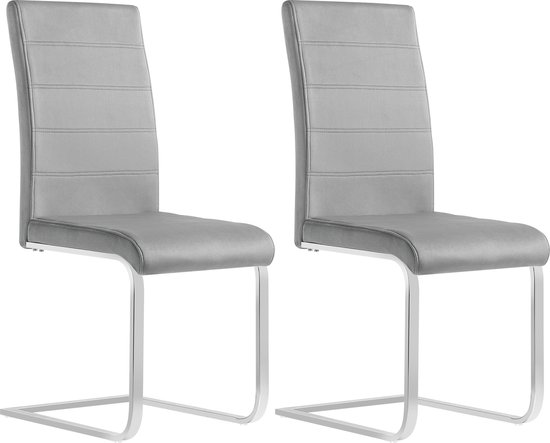 Set van 2 Stoelen - Luxe Eetkamerstoel - Eetkamerstoelen - 2 stoelen - Moderne look - Grijs