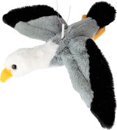 Inware pluche zeemeeuw knuffeldier - grijs/wit/zwart - vliegend - 25 cm