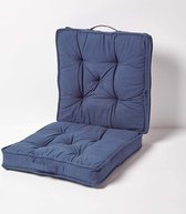 Autostoelkussen met draagbeugel en bevestigingsriemen, zitkussen 50 x 50 cm, katoenen hoes met polyester vulling, marineblauw