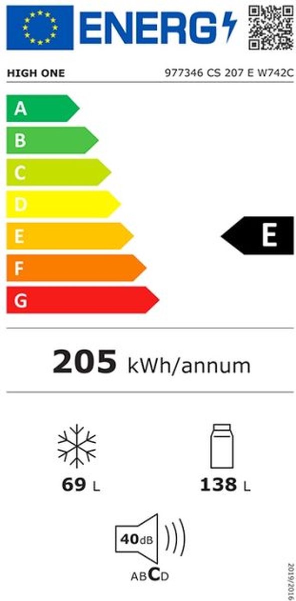 Réfrigérateur combiné HIGH ONE CS 207 E W742C - Electro Dépôt