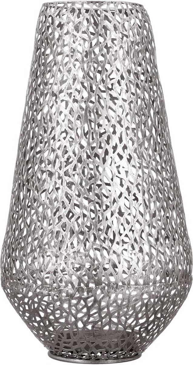 vloerlantaarn - Purley - metaal - antiek zilver - tafeldecoratie - hoogte 46 - Ø 25 cm