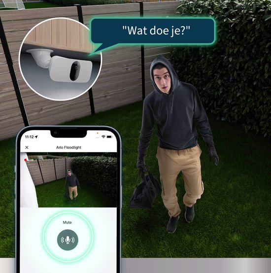 Arlo Pro 3 Floodlight draadloze WiFI beveiligingscamera voor buiten, 2K HDR, 160˚ kleurennachtzicht, sirene & krachtige spotlight (3000* lumen), bewegingsdetectie, 2-weg-audio, incl. proefp. Arlo Secure, 1 Floodlight, wit van Arlo — afbeelding 4