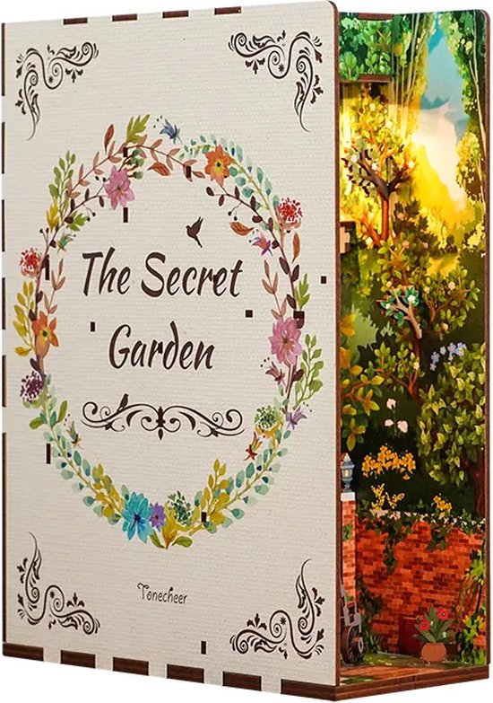 Tonecheer Book Nook: The Secret Garden | Houten 3D-puzzel | Verlicht | Sensor | DIY-miniatuurhuis | TQ122