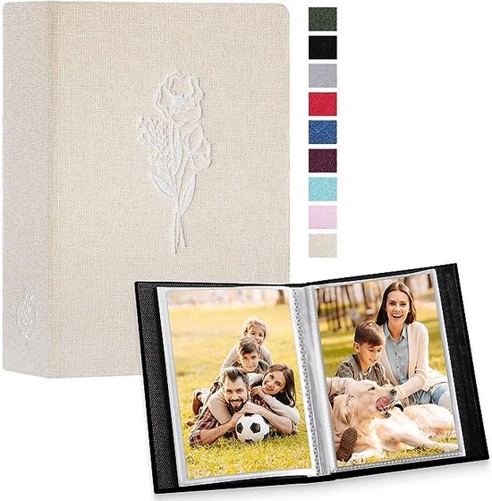 Lanpn 6x4 Fotoalbum, klein, kan 100 foto's bevatten, insteekvakjes, linnen omslag, alleen voor portretfoto's van 10 x 15 cm, 2 stuks, paars
