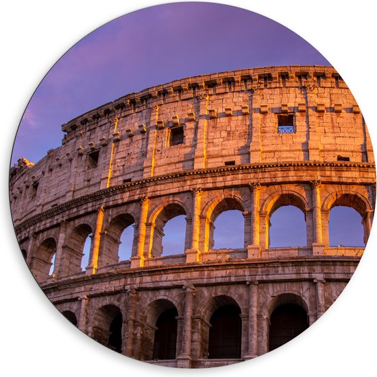 Dibond Muurcirkel - Colosseum - Rome - Stad - Gebouw - 80x80 cm Foto op Aluminium Muurcirkel (met ophangsysteem)