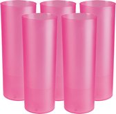 Juypal longdrink glas - 12x - roze - kunststof - 330 ml - herbruikbaar - BPA-vrij