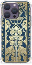 Hoesje Bumper Geschikt voor iPhone 15 Pro Telefoon Hoesje met doorzichtige rand Beige Flowers