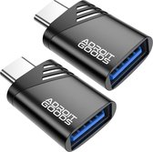 AdroitGoods Adaptateur 2x USB-C vers USB-A - USB 3.1 - Convertisseur - Aluminium Zwart