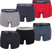Happy Shorts Boxershorts Heren Multipack 6-Pack Grijs / Blauw Gestreept - Maat S