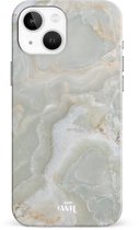xoxo Wildhearts Marble Green Illusion - Single Layer - Hoesje geschikt voor iPhone 14 Plus - Marmer hoesje shockproof groen - Hard Case geschikt voor iPhone 14 Plus - Groen