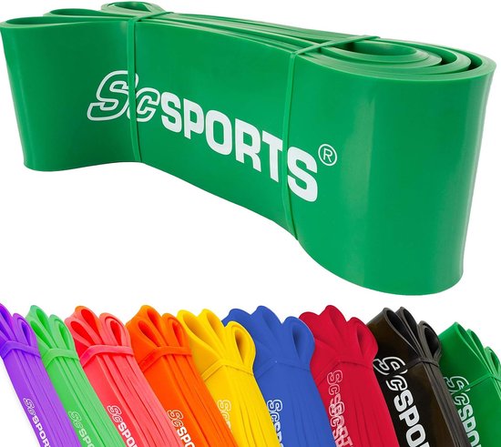 ScSports® - Elastische fitnessband - Duurzame Weerstandsband - Natuurlijk latex - Veelzijdige training - Groen - 28x10x7cm