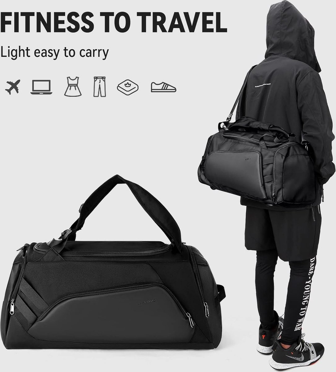 Petit sac de sport pour femmes avec chaussures de poche humides compartiment  voyage sac de sport sac de transport sac de nuit pour femmes (noir)