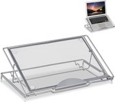 Relaxdays inklapbare laptopstandaard - verstelbare laptophouder - tablethouder - bureau - zilver