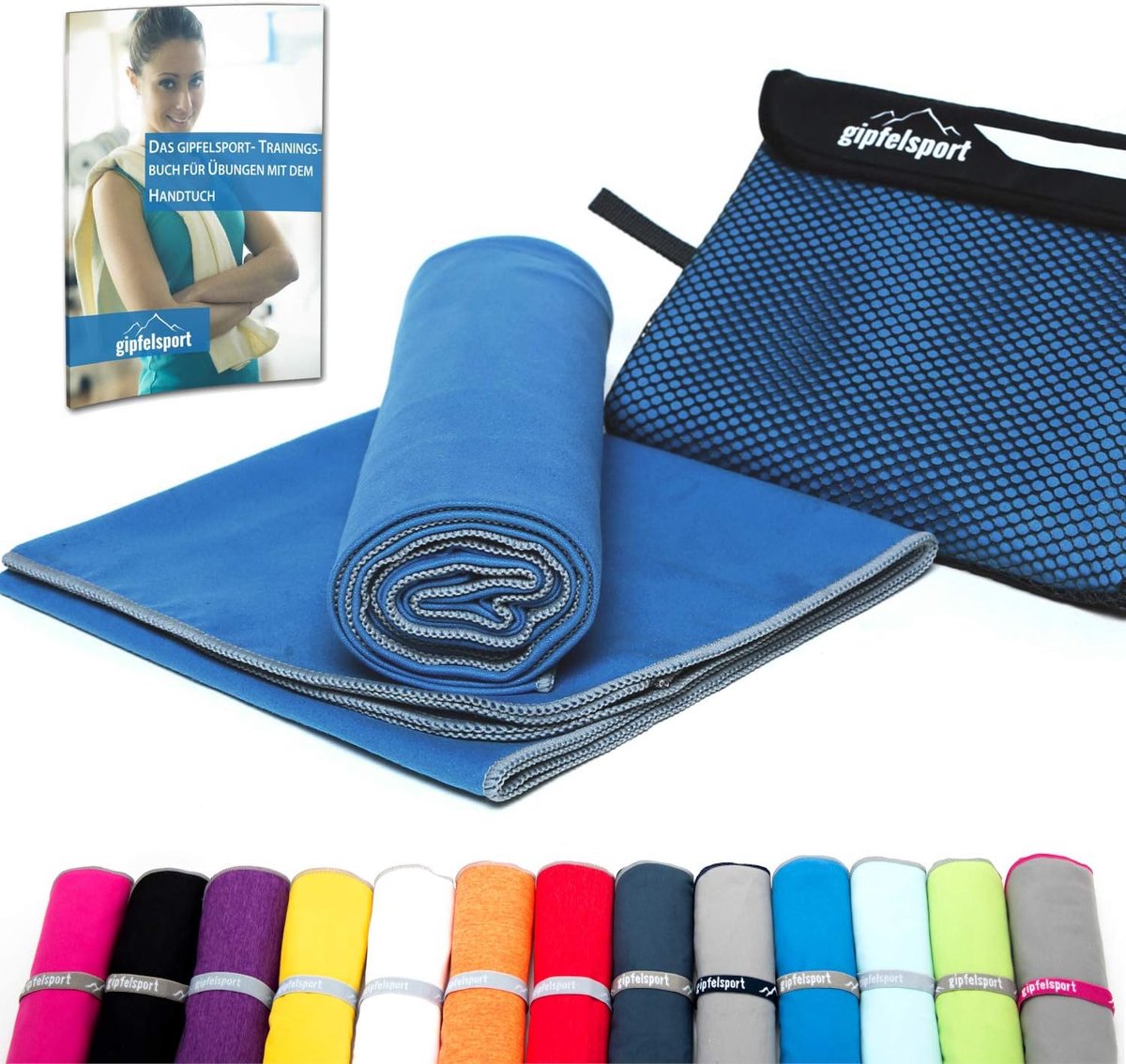 Microvezel handdoek, voor sauna, fitness en sport - strandhanddoek, sporthanddoek - 80x40cm - Blauw