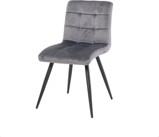 Nuvolix velvet eetkamerstoel "Londen" - eetkamerstoel - velvet stoel - grijs