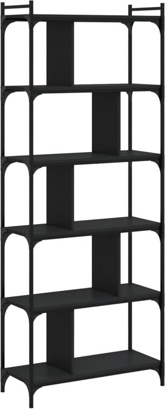 vidaXL-Boekenkast-6-laags-76x32x192-cm-bewerkt-hout-zwart