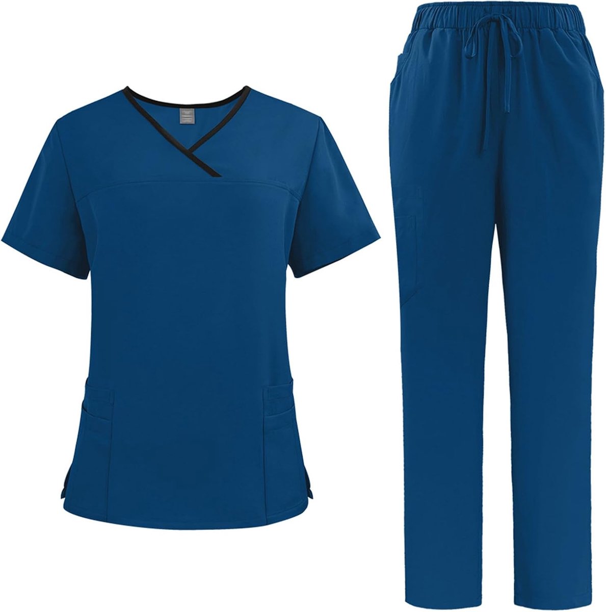 Scrubs voor Vrouwen Split Pak V-hals Top en Jogging Broek met Vier Zakken Pure Kleur Sneldrogende Medische Verpleging Uniformen DK51