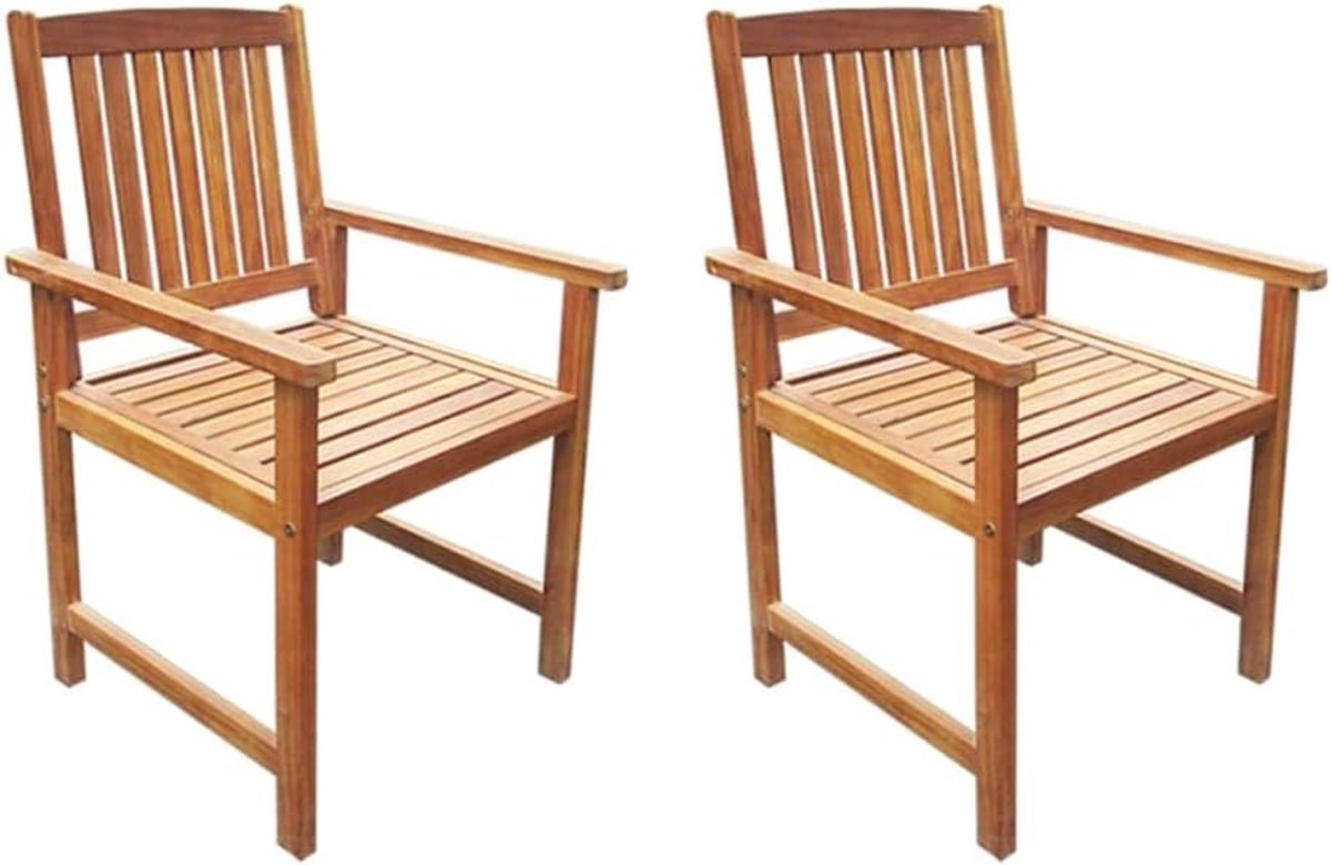 2 STK. Massief hout acacia bruin, balkonstoelen vrijetijdsstoelen terrasstoelen outdoor stoelen voor tuin, gazon, terras