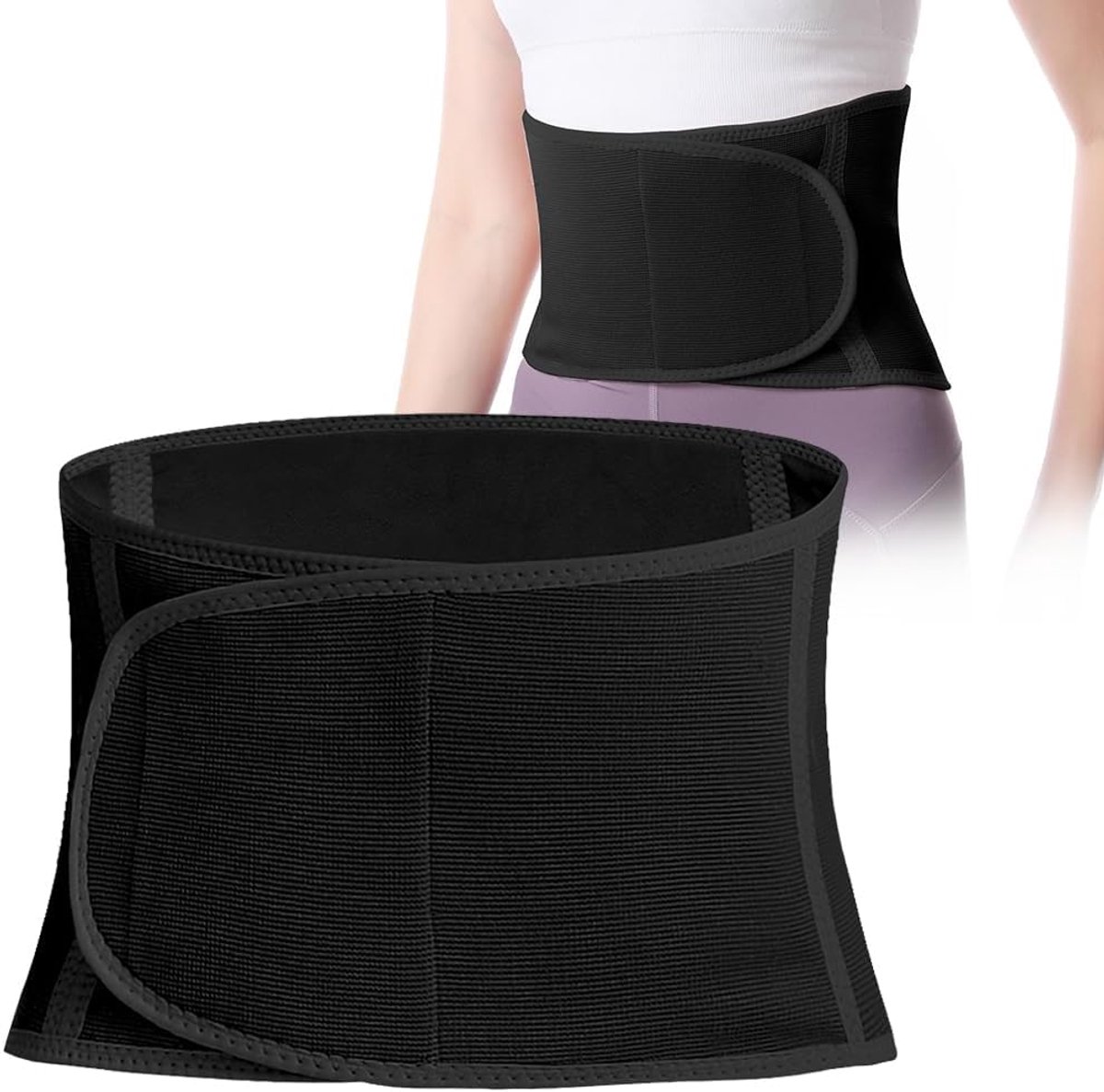 Rugwarmer voor de winter, dik, rugwarmer riem, elastisch, voor dames en heren, kasjmier nierwarmer met klittenbandsluiting, buikwarmer, voor taillematen van 105 - 120 cm