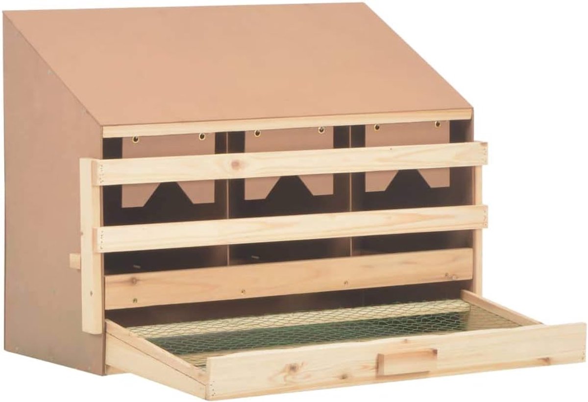 Eierhuis voor kippen, 2/3 vakken, grenenhout, nestkast voor kippen met 2/3 vakken van grenenhout
