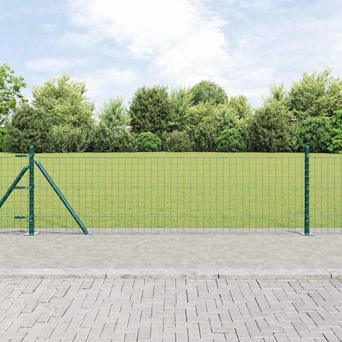 Palen, set van 7 stuks, groen verzinkt staal, 3,2 x 3,2 x 70 cm, hekstangen, metalen palen voor draadhekken, tuinhek, binnenplaats, kippenhok, wilgenhek, buitenbereik