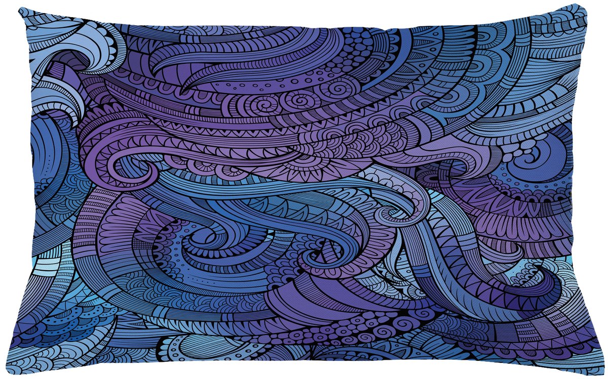 ABAKUHAUS Abstract Kussenhoes, Oceaan inspiriert Paisley, Wasbare Kussenhoes met Ritssluiting, Kleurechte Heldere Kleuren en Dubbelzijdige Print, 65 x 40 cm, Lila Blauw