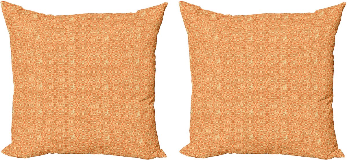 ABAKUHAUS Jugendstil Sierkussenhoes Set van 2, Pastel Geometrische Grunge, Modern Accent Dubbelzijdige Digitale Print, 40x40, Hellgelb Zinnoberrot