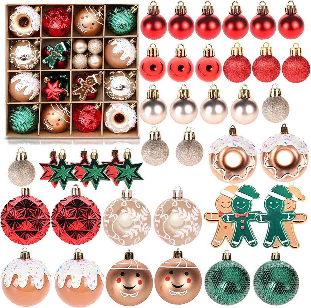 Kerstballen voor kerstboomdecoraties, kerstballen kerstballen ornamenten met touwtjes, kerstballen hangende ballen voor kerstboom, nieuwe taxus, bruiloft, vakantie
