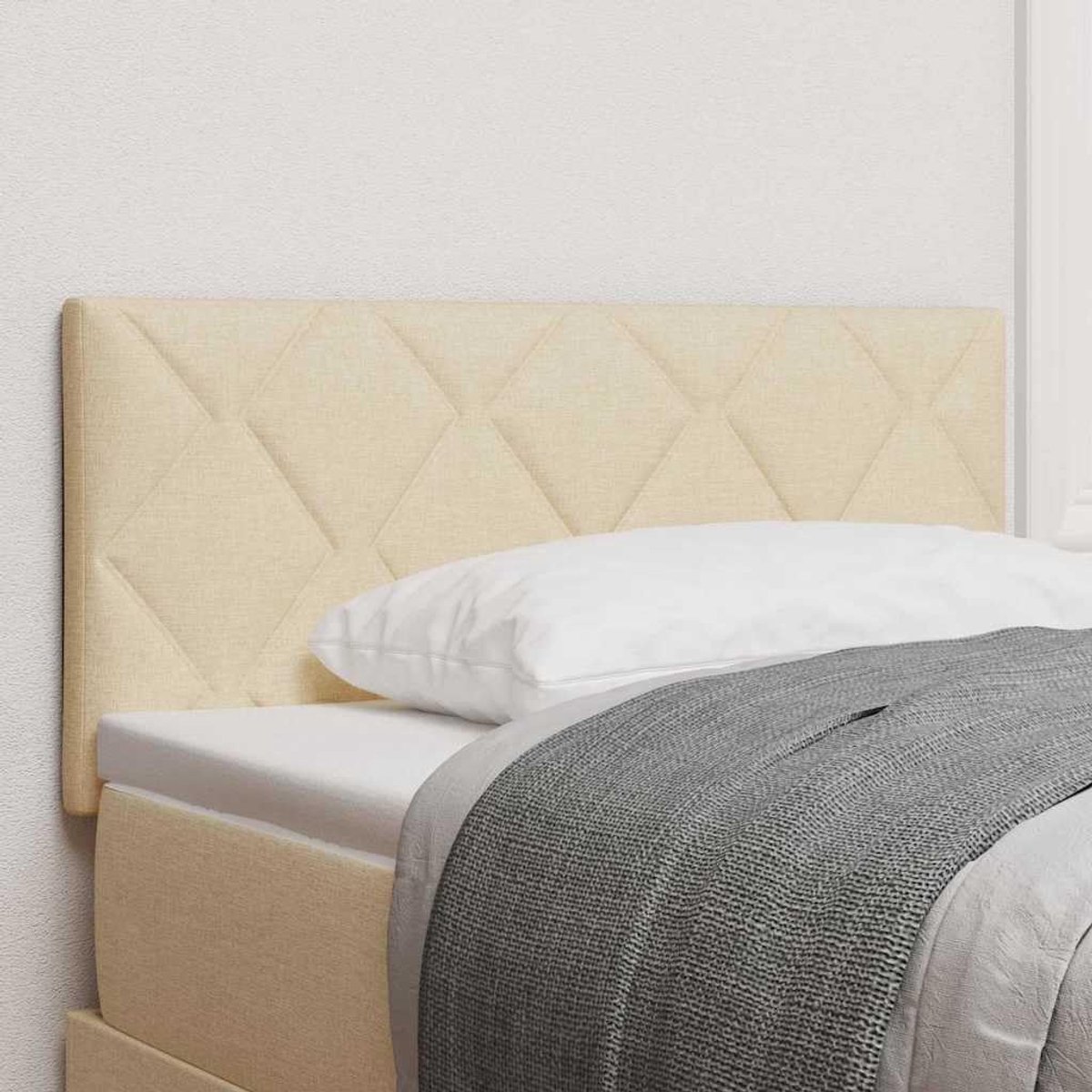 Hoofdeinde met crème kunstleder, 90 cm, gevoerd hoofdeinde met verstelbare hoogte, multiplex frame en schuimvulling voor moderne slaapkamer, stijlvol design