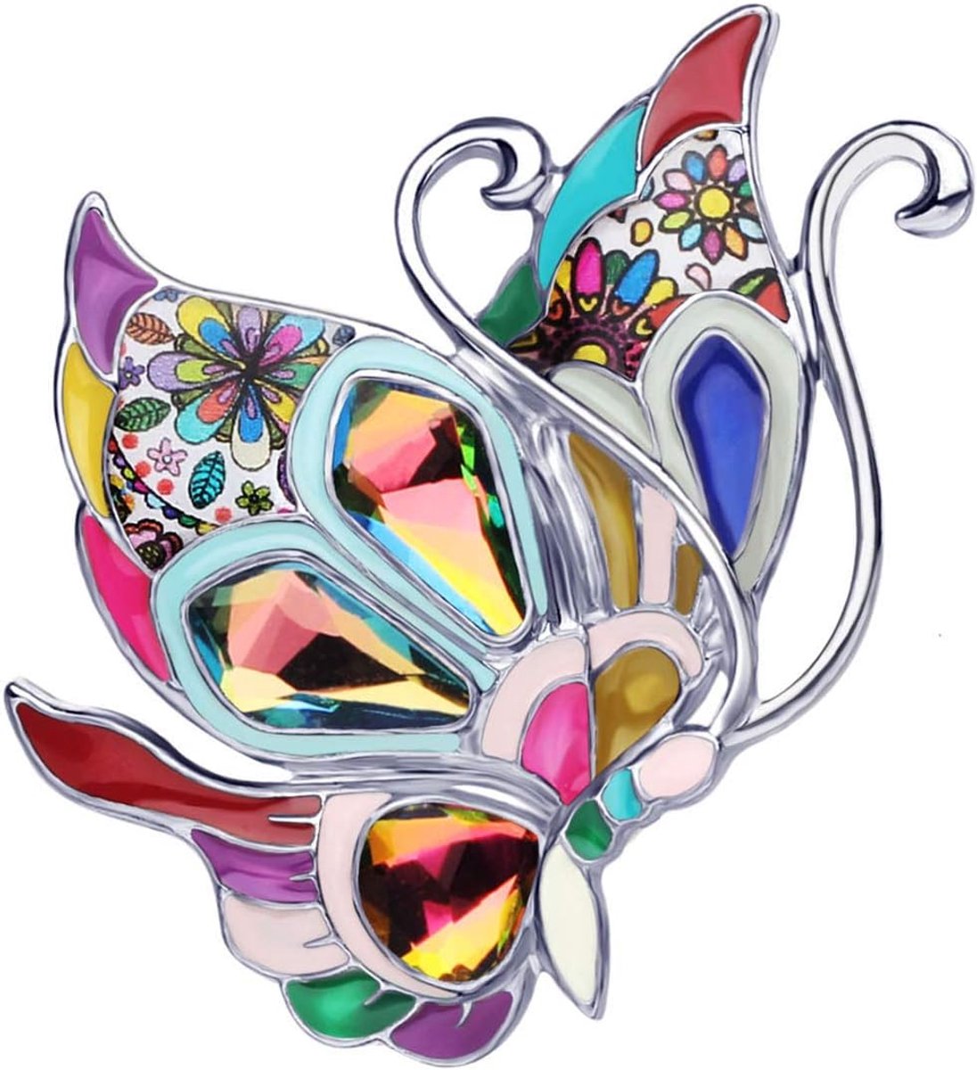Bloemen vlinder broche pinnen zinklegering monarch vlinder geschenken voor vrouwen meisjes sjaal revers pin charms, Medium, Zink, Geen Edelsteen